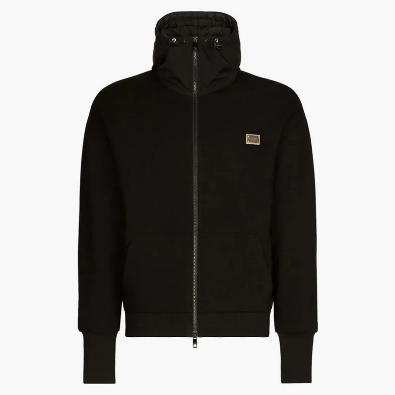 Dolce & Gabbana Logo-Plaque Hooded Jacket Black