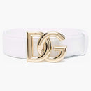 Dolce & gabbana logo placa cuero cinturón blanco blanco