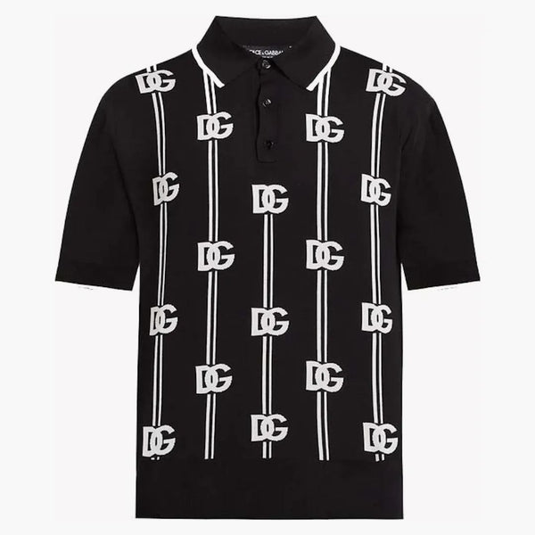 Dolce & Gabbana Logo print Knitted Polo Black/White