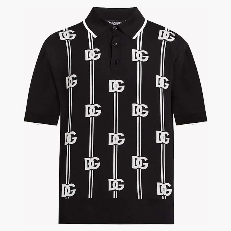 Dolce & Gabbana Logo print Knitted Polo Black/White