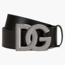 Dolce & Gabbana Lux Cuero cruzado DG Logo Belt Bindo de hebilla Negro