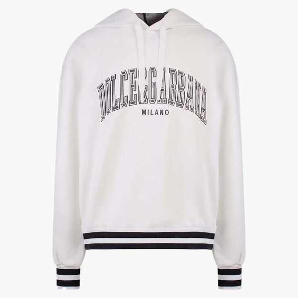 Dolce & Gabbana Man Cotton Maxi Logo Patch Sweatshirt White
