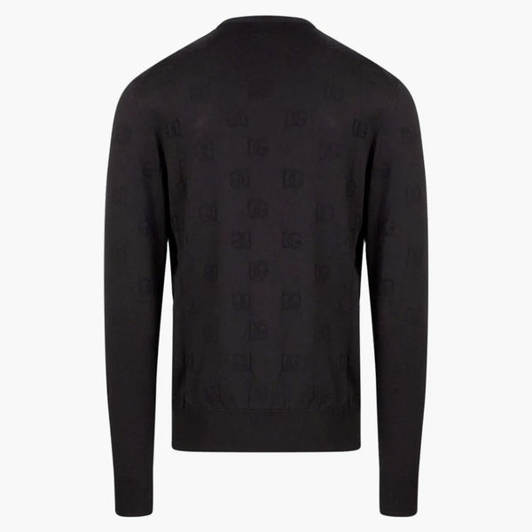 Dolce & Gabbana Man Silk All-over Logo Sweater Black