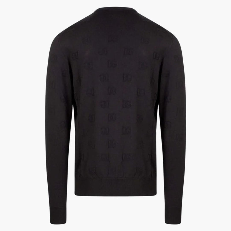 Dolce & Gabbana Man Silk All-Over Logo Suéter Negro