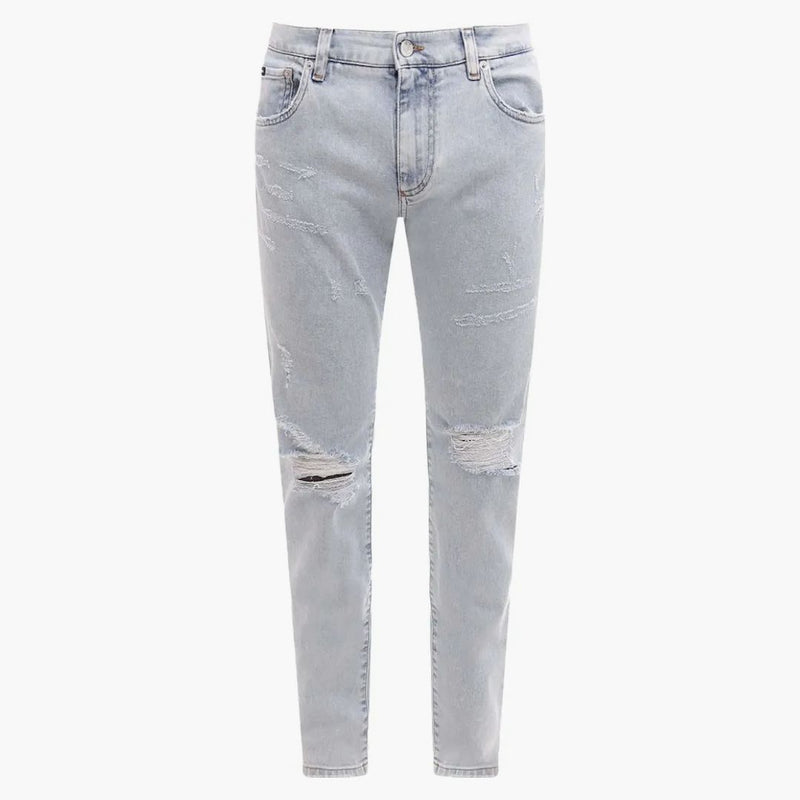 Dolce & Gabbana Man Stretch Cotton Ripped Effect Jeans Blue
