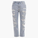 Dolce & Gabbana Man Stretch Cotton Ripped Effect Jeans Light Wash Blue