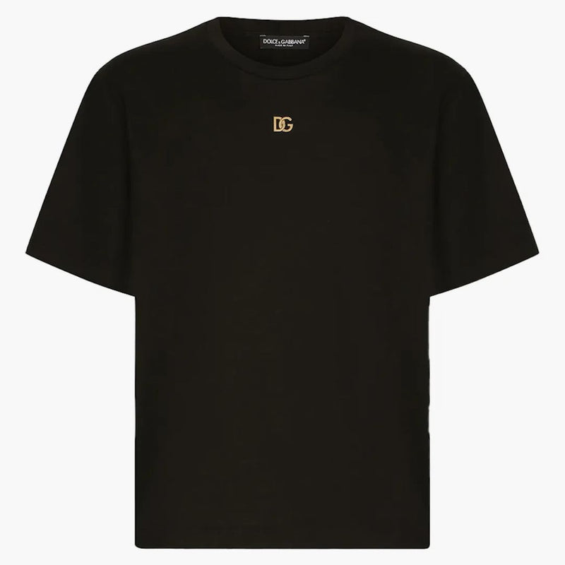 Dolce & Gabbana Metallic DG Logo Cotton T-shirt Black/Gold