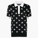 Dolce & Gabbana Monogram Polo de punto negro/blanco