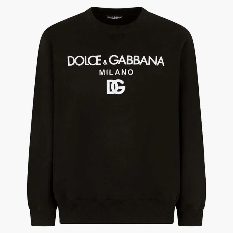 Dolce & Gabbana Printed Jersey DG Embroidery Sweatshirt Black