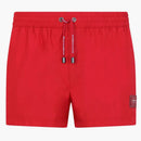 Dolce & Gabbana Short Branded Plate Swim Trunks Red