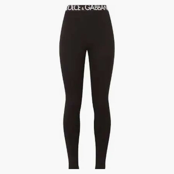 Dolce & Gabbana Stretch Fit Logo Waistband Pants Black