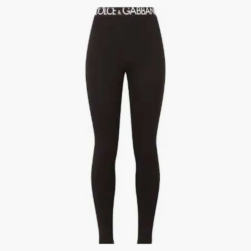 Dolce & Gabbana Stretch Fit Logo Waistband Pants Black