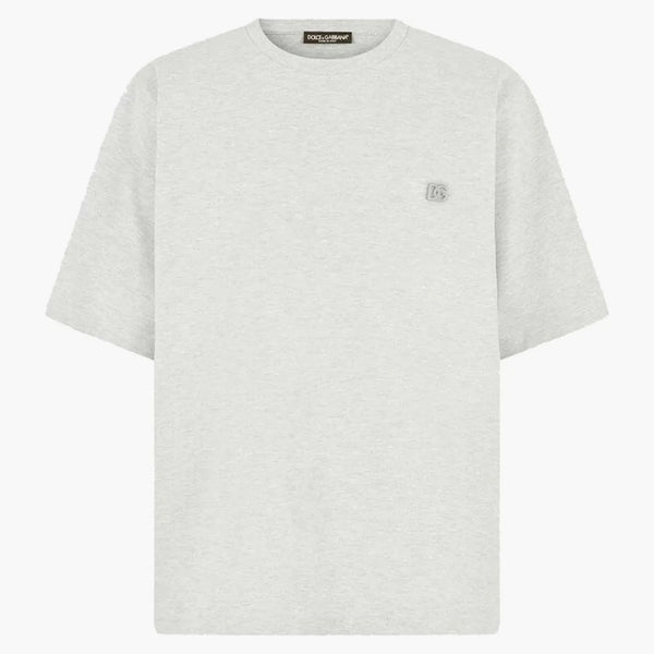 Dolce & Gabbana Technical Jersey Metallic DG Logo T-shirt grigio