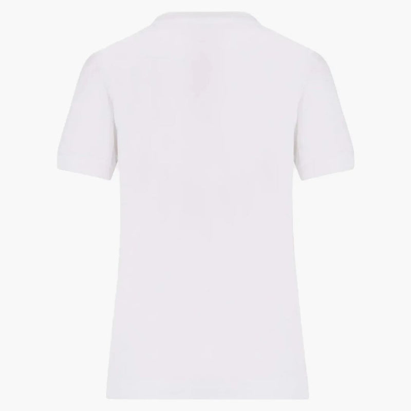 Dolce & Gabbana Woman Cotton Rhinestones Logo Detail T-Shirt White