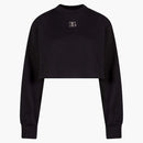 Dolce & Gabbana Woman Crop Fit Cotton DG Patch Sweinshirt Negro