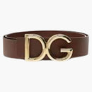 Dolce & Gabbana Logo Plaque Buckle Fastening Belt Brown/gold-tone