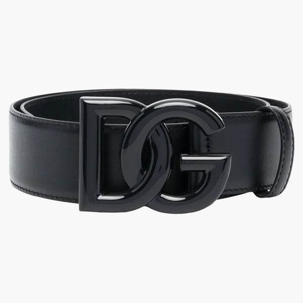 Dolce & gabbana logo plack spänne fasta bälte läder svart/svart