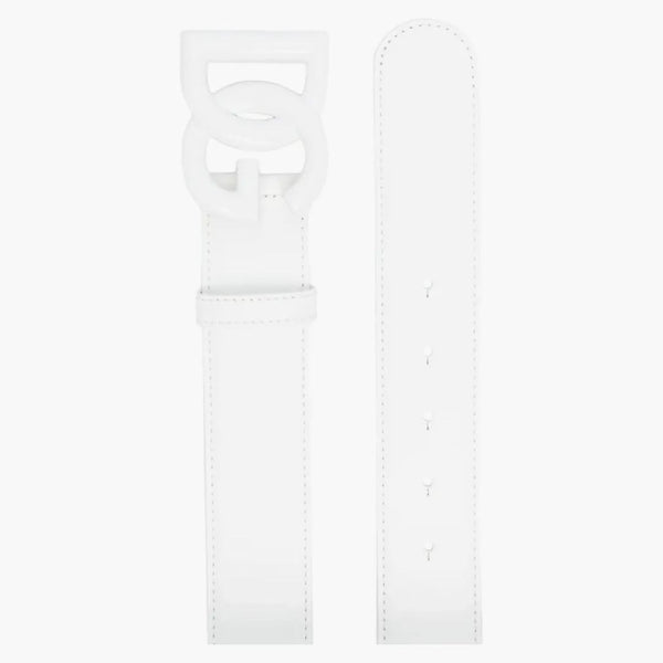 Dolce & gabbana logo plack spänne fasta bälte läder vitt/vitt