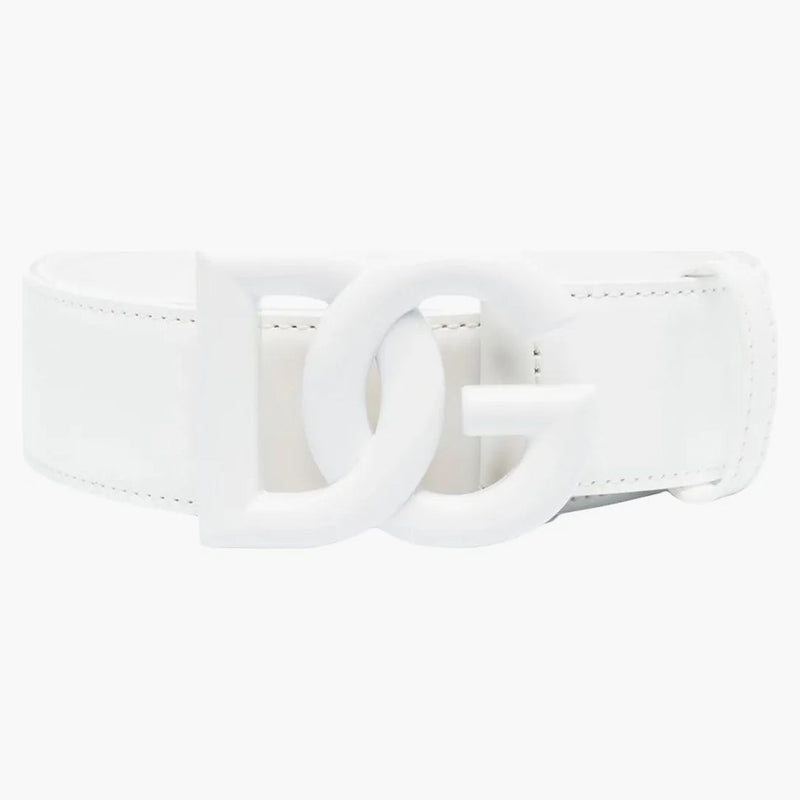 Logo Logo Dolce & Gabbana Plaket Plak nalačný pás Kůže bílá/bílá