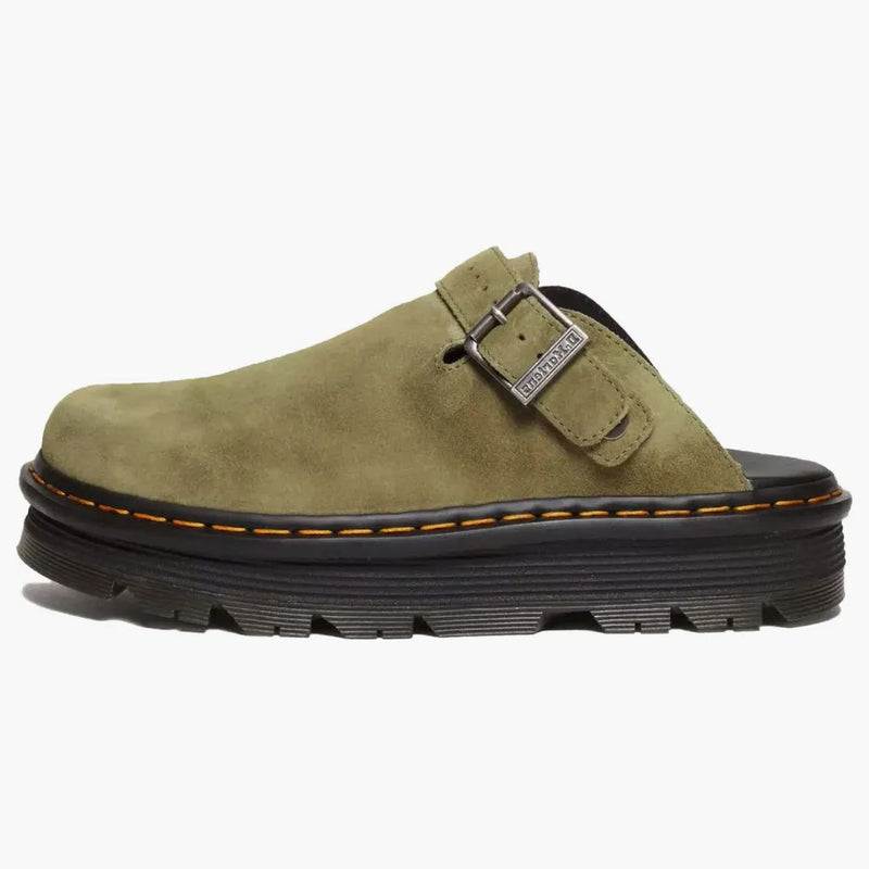 Dr. Martens Zebzag Suede Slingback Platform Mule Olive