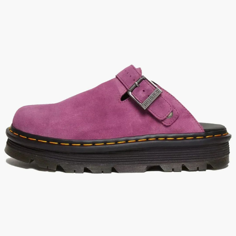 Dr. Martens Zebzag Suede Slingback Platform Mule Ztlumená fialová