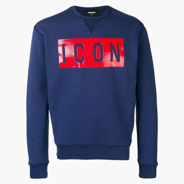 Dsquared2 ikonbox logotyp crewneck blå/röd