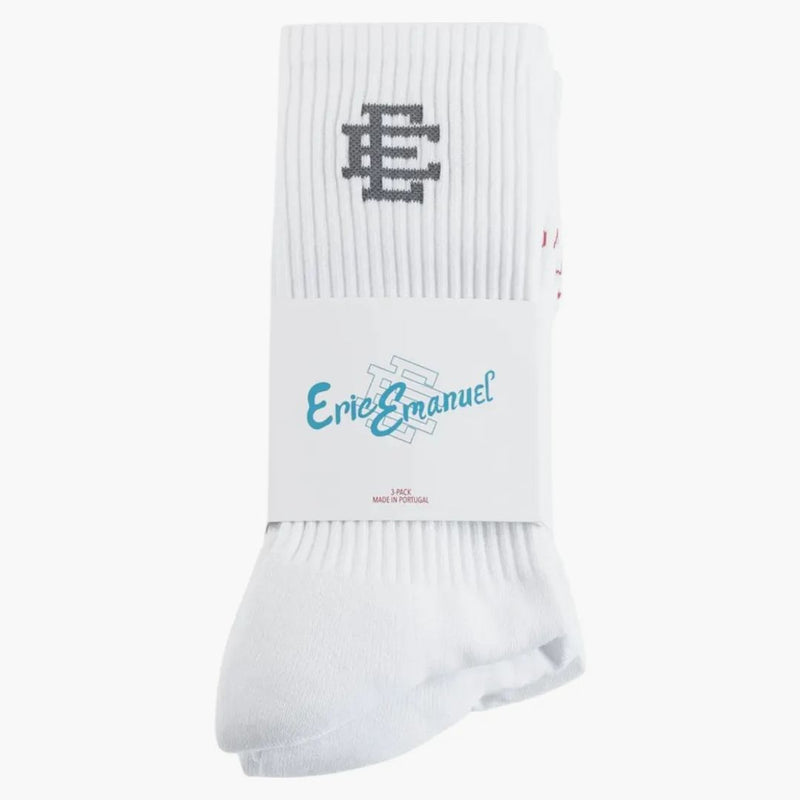Eric Emanuel Crew Socks (3 Pair) White/grey