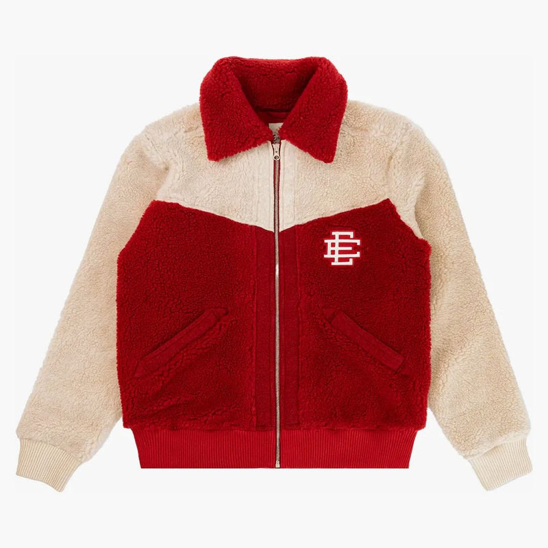 Eric Emanuel Ee High Pile Fleece Jacket Red/white