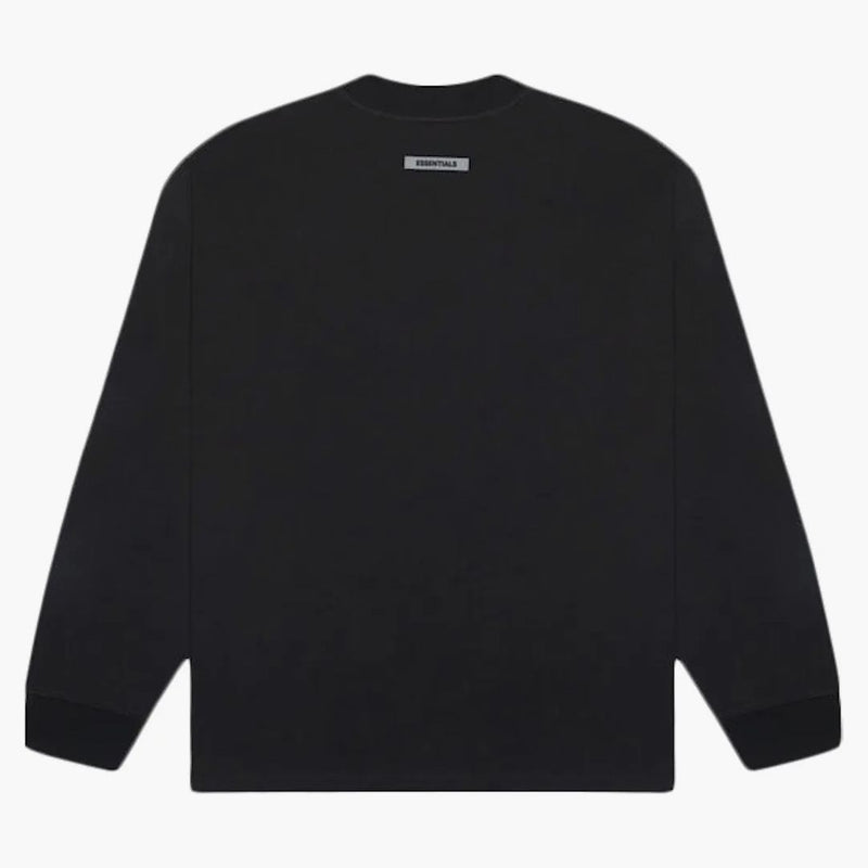 Paura di Dio Essentials 3D Silicone Applique T-shirt a maniche lunghe ardesia scura/limousine e allungamento nero/nero