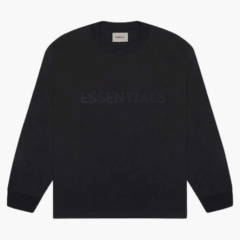 Paura di Dio Essentials 3D Silicone Applique T-shirt a maniche lunghe ardesia scura/limousine e allungamento nero/nero