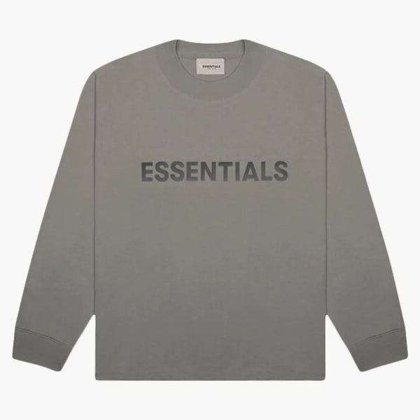 Paura di God Essentials 3D Silicon Applique Boxy T-shirt a manica lunga flanella/carbone grigio