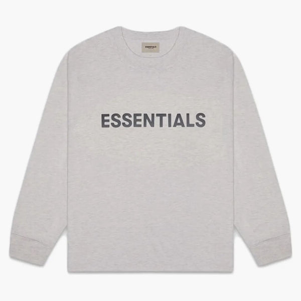 Fear Of God Essentials 3d Silicon Applique Boxy Long Sleeve T-shirt Heather Oatmeal