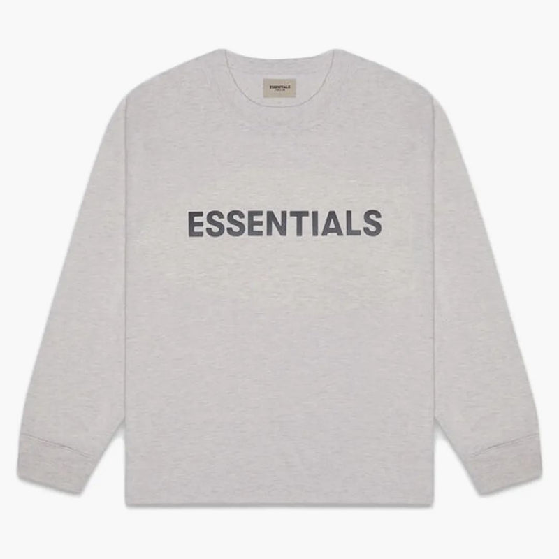 Strach z Boha Essentials 3D Silicon Applique Boxy Tričko s dlouhým rukávem Heather