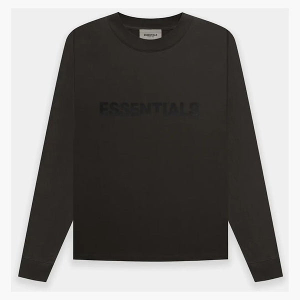 Fear Of God Essentials 3d Silicon Applique Boxy Long Sleeve T-shirt Weathered Black