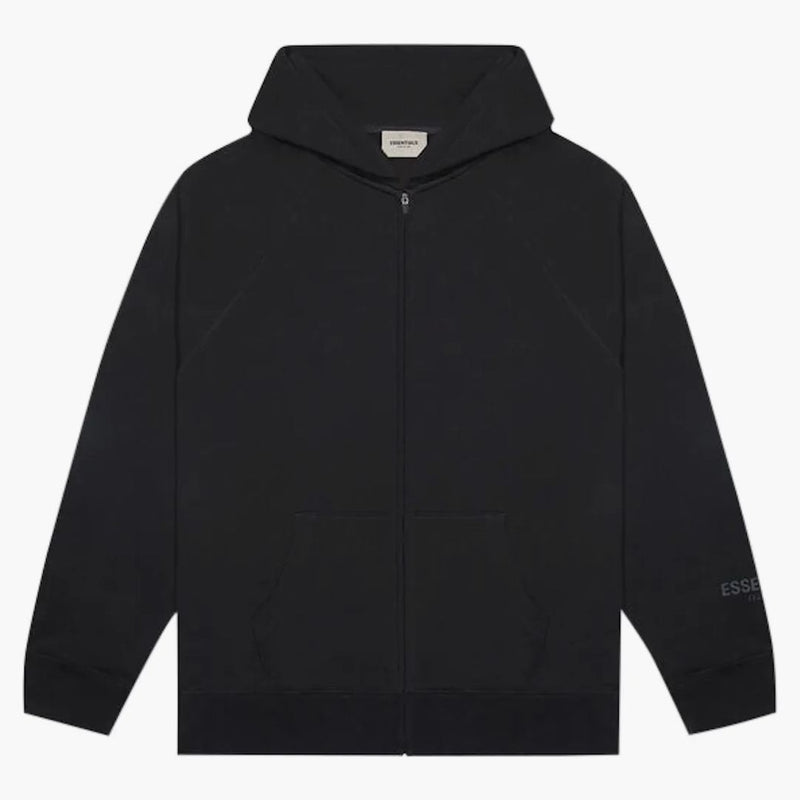 Fear Of God Essentials 3d Silicon Applique Full Zip Up Hoodie Dark Slate/stretch Limo/black