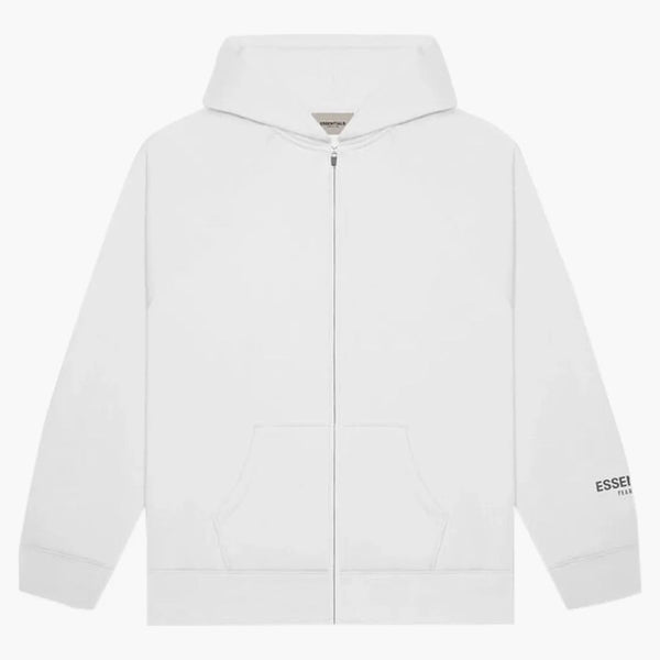 Rädsla för Gud Essentials 3D Silicon Applique Full Zip Up Hoodie White
