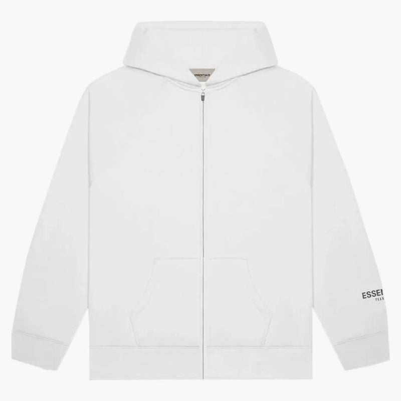 Rädsla för Gud Essentials 3D Silicon Applique Full Zip Up Hoodie White