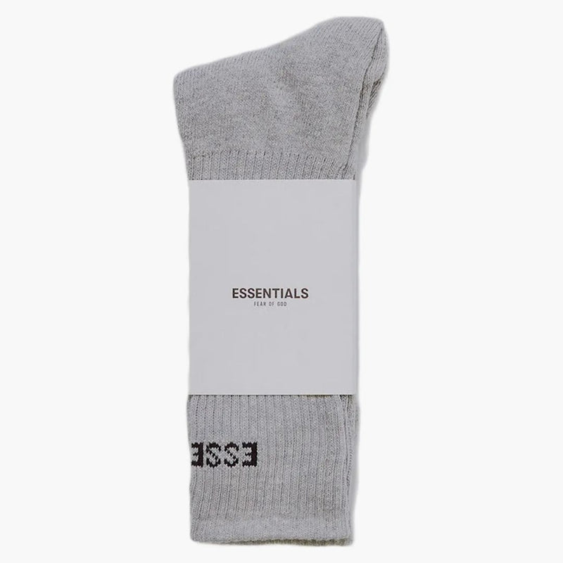 Fear of God Essentials Front Logo Crew Socks Light Gray