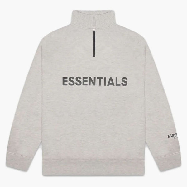 Fear of God Essentials Half Zip Pullover Sweater Heather OaTMeal