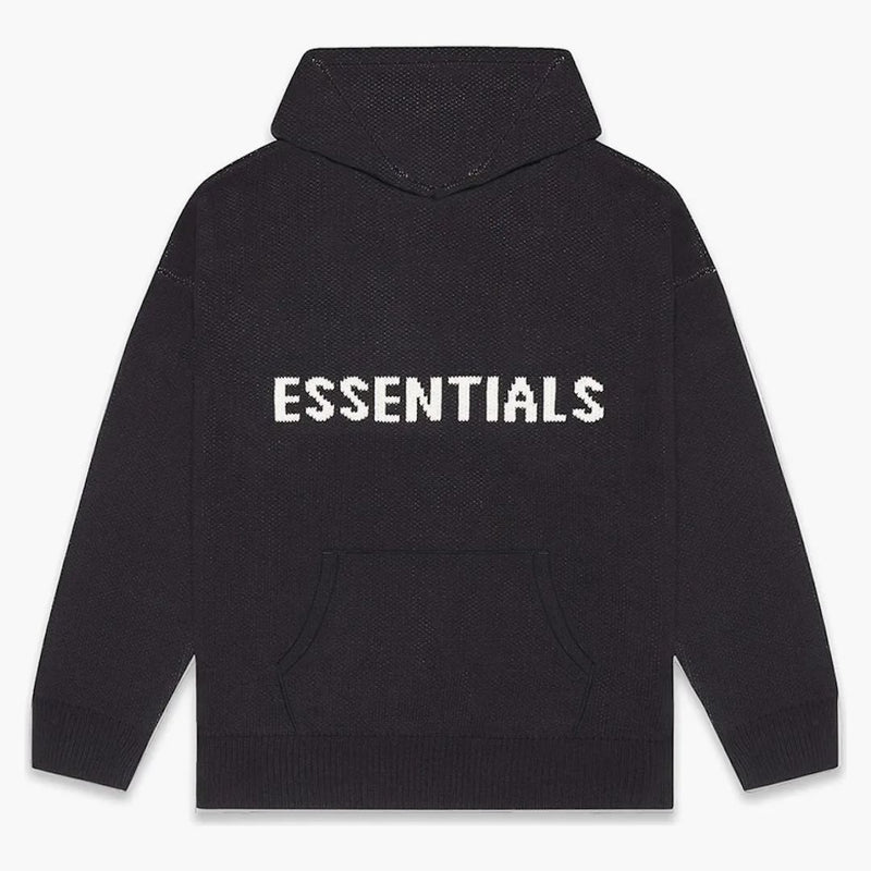 Fear Of God Essentials Knit Hoodie (fw20) Dark Slate/stretch Limo/black
