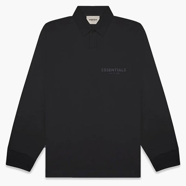 Rädsla för Gud Essentials långärmad boxig polo mörk skiffer/stretch limo/svart