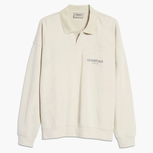 Rädsla för Gud Essentials Långärmad fransk Terry Polo Stone/Oat