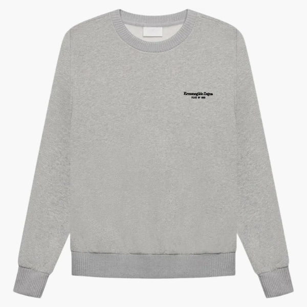 Strach z Boha x Ermenegildo Zegna Cotton Blend suvenýr CrewNeck svetr šedý