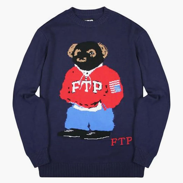 FTP Bear Knit Sweater granatowy