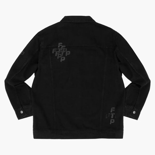 FTP Logo Logo Denim Trucker Kurtka Czarna