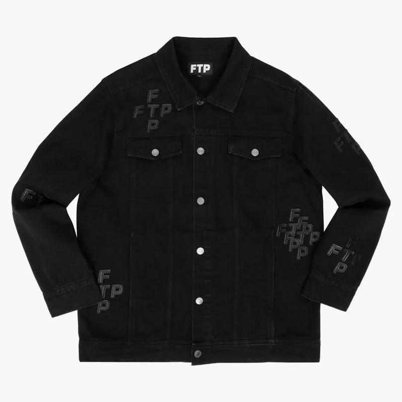 FTP Logo Logo Denim Trucker Kurtka Czarna