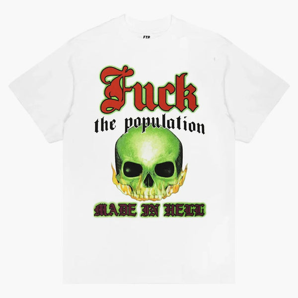 Ftp Flaming Skull Tee White