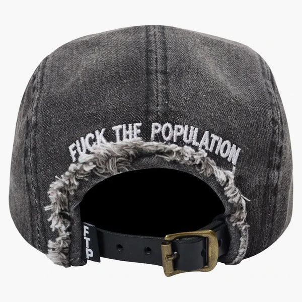 Ftp Frayed Denim Logo Camp Hat Black