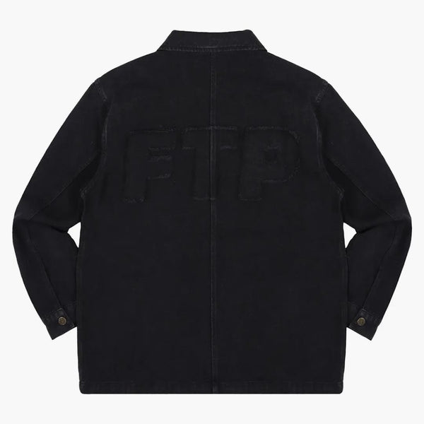Ftp Frayed Denim Logo Chore Jacket Black
