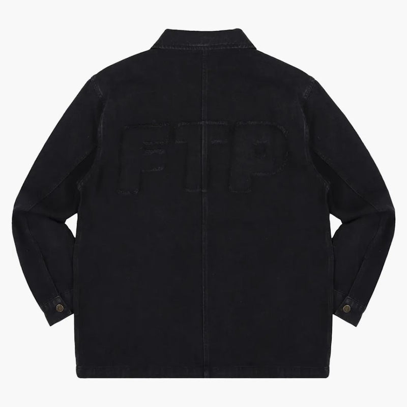 Ftp Frayed Denim Logo Chore Jacket Black